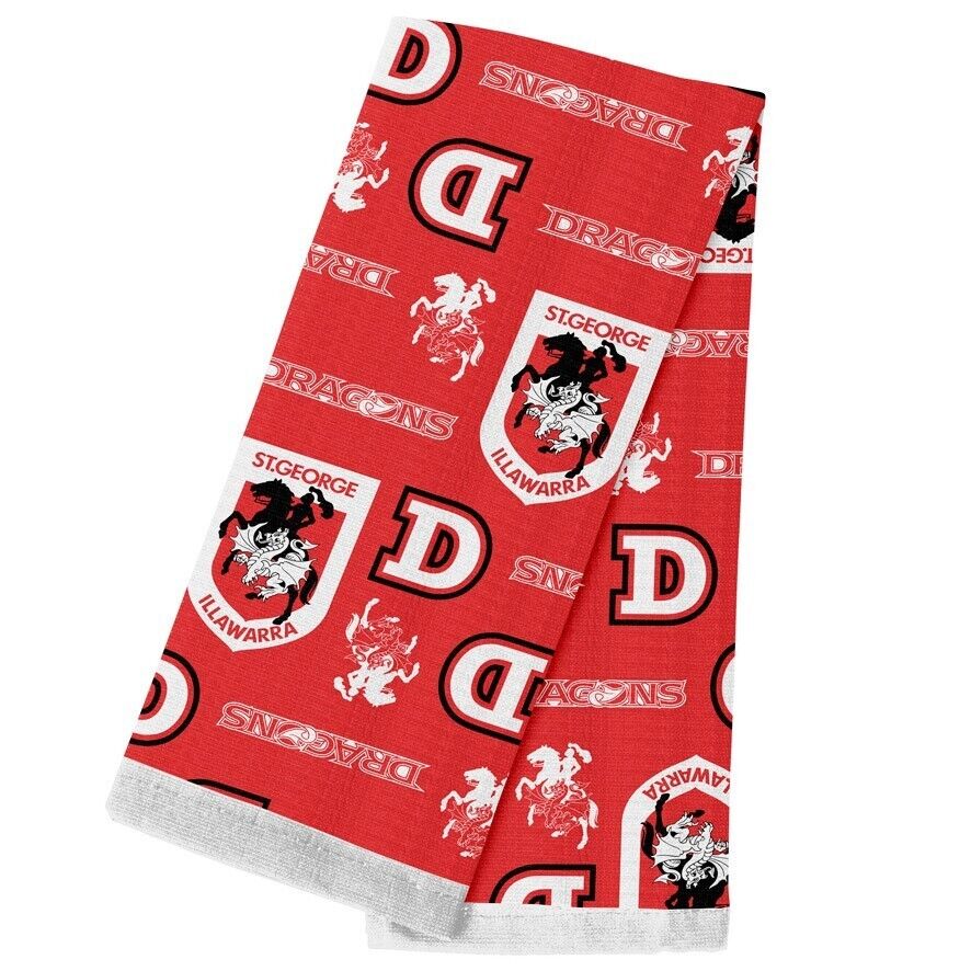 NRL Team Supporter Cotton Tea Towel - St George Illawarra Dragons - 40cm x 60cm