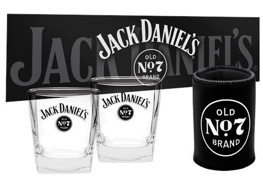 Jack Daniels - Bar Gift Pack - 2 Glasses, Bar Runner & Can Cooler