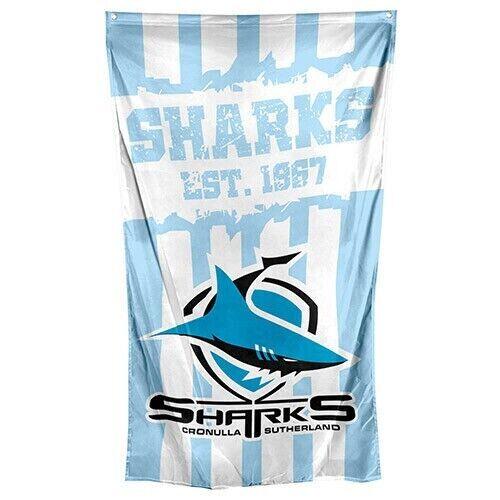 NRL Wall Flag Cape - Cronulla Sharks - 150cm x 90cm - Steel Eyelets