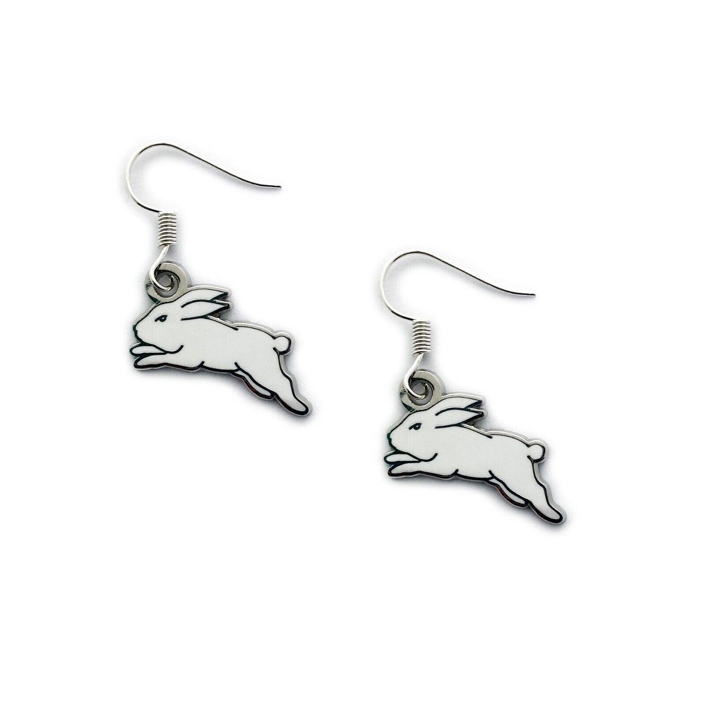 NRL Logo Metal Earrings - South Sydney Rabbitohs - Surgical Steel - Drop