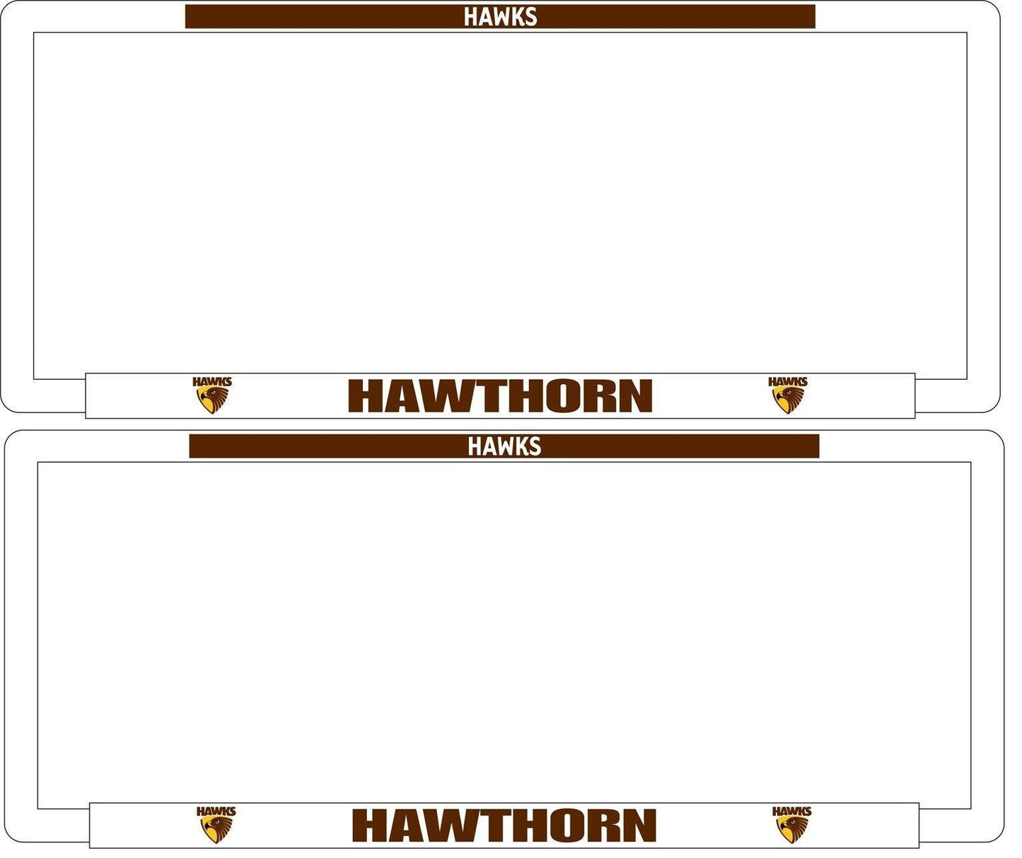 AFL Car Number Plate Frame Set Of Two - Hawthorn Hawks - Front/Back