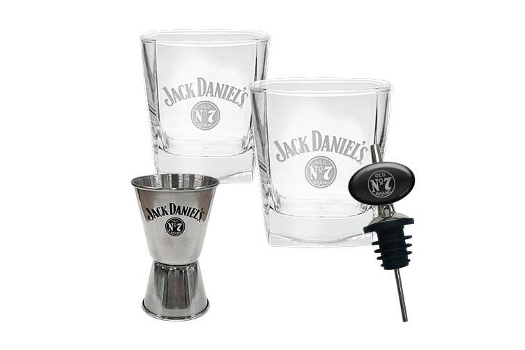Jack Daniels - Spirit Glass, Jigger and Pourer Set - Gift Boxed