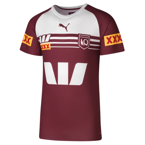 NRL 2024 Training Tee - Queensland Maroons - White - Mens - Adult - QLD