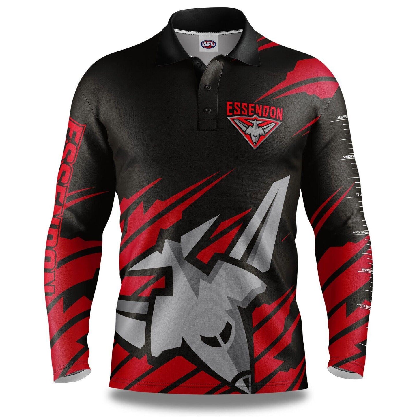 AFL 'Ignition' Fishing Shirt - Essendon Bombers - Adult - Mens - Polo