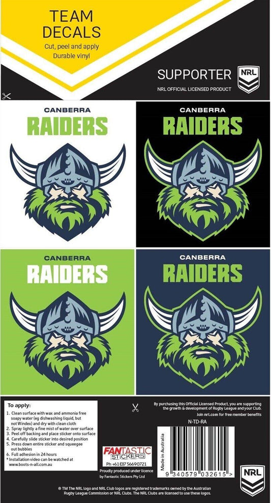 NRL Team Decal Sticker Set - Canberra Raiders