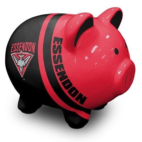 AFL Ceramic Piggy Bank Money Box - Essendon Bombers - 14x12x11cm