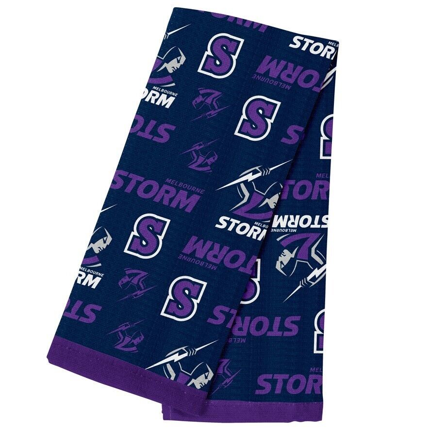 NRL Team Supporter Cotton Tea Towel - Melbourne Storm - 40cm x 60cm