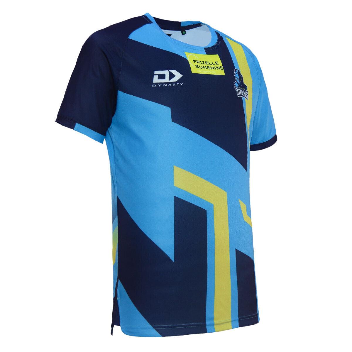 NRL 2024 Captains Run Tee - Gold Coast Titans - Cyan - Adult - Mens