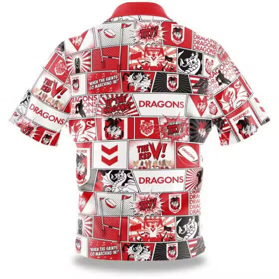 NRL Fanatics Button Up Polo Shirt - St George Illawarra Dragons - Rugby League