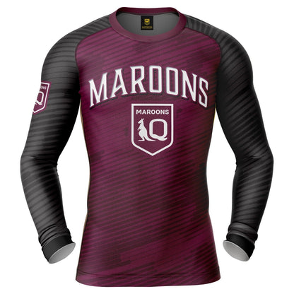NRL Barrel Rash Vest - Queensland Maroons - UPV 50+ - Sun Shirt - Adult - QLD