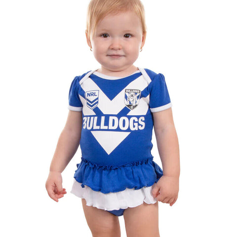NRL Girls Tutu Footy Suit Body Suit - Canterbury Bulldogs -  Baby Toddler Infant
