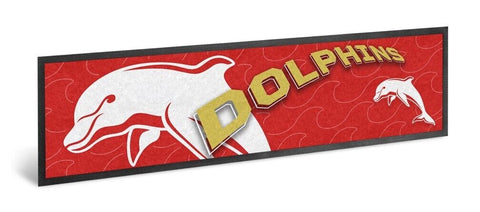 NRL Logo Bar Runner - Dolphins - Bar Mat - 25cm x 90cm