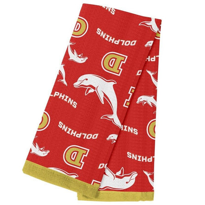 NRL Team Supporter Cotton Tea Towel - Dolphins - 40cm x 60cm