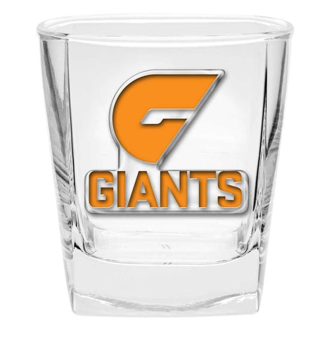 AFL Spirit Glass Set - GWS Giants - Metal Badged - 250ml Cup - Set Of Two