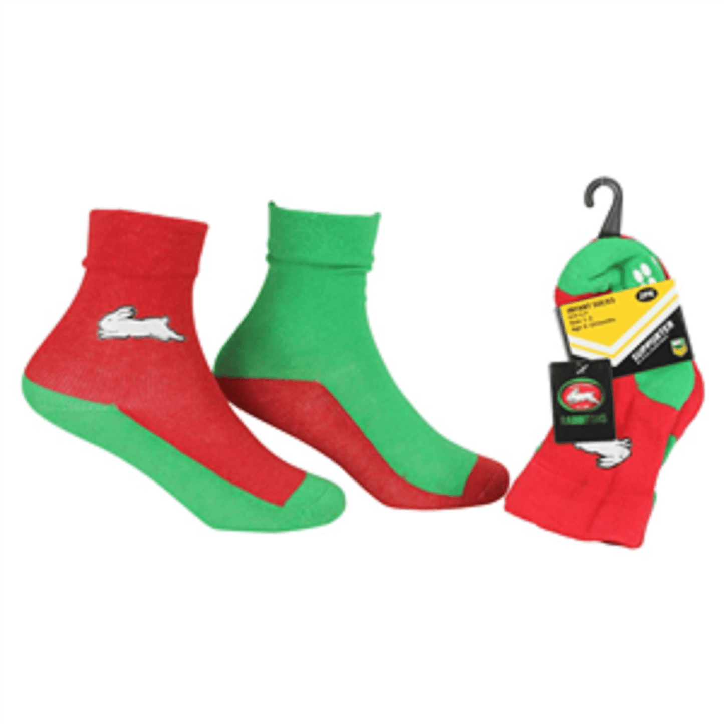 NRL Infant Socks - South Sydney Rabbitohs - Set Of Two - Non Slip - Sock - Baby
