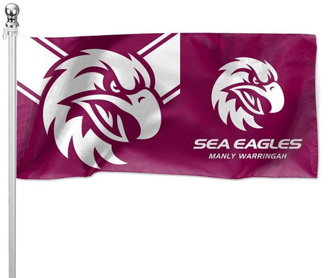 NRL Pole Flag - Manly Sea Eagles - 90cm x 180cm - Steel Eyelets