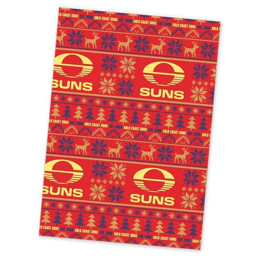 AFL Christmas Wrapping Paper - Gold Coast Suns - XMAS - 49cm X 69cm