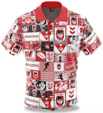 NRL Fanatics Button Up Polo Shirt - St George Illawarra Dragons - Rugby League