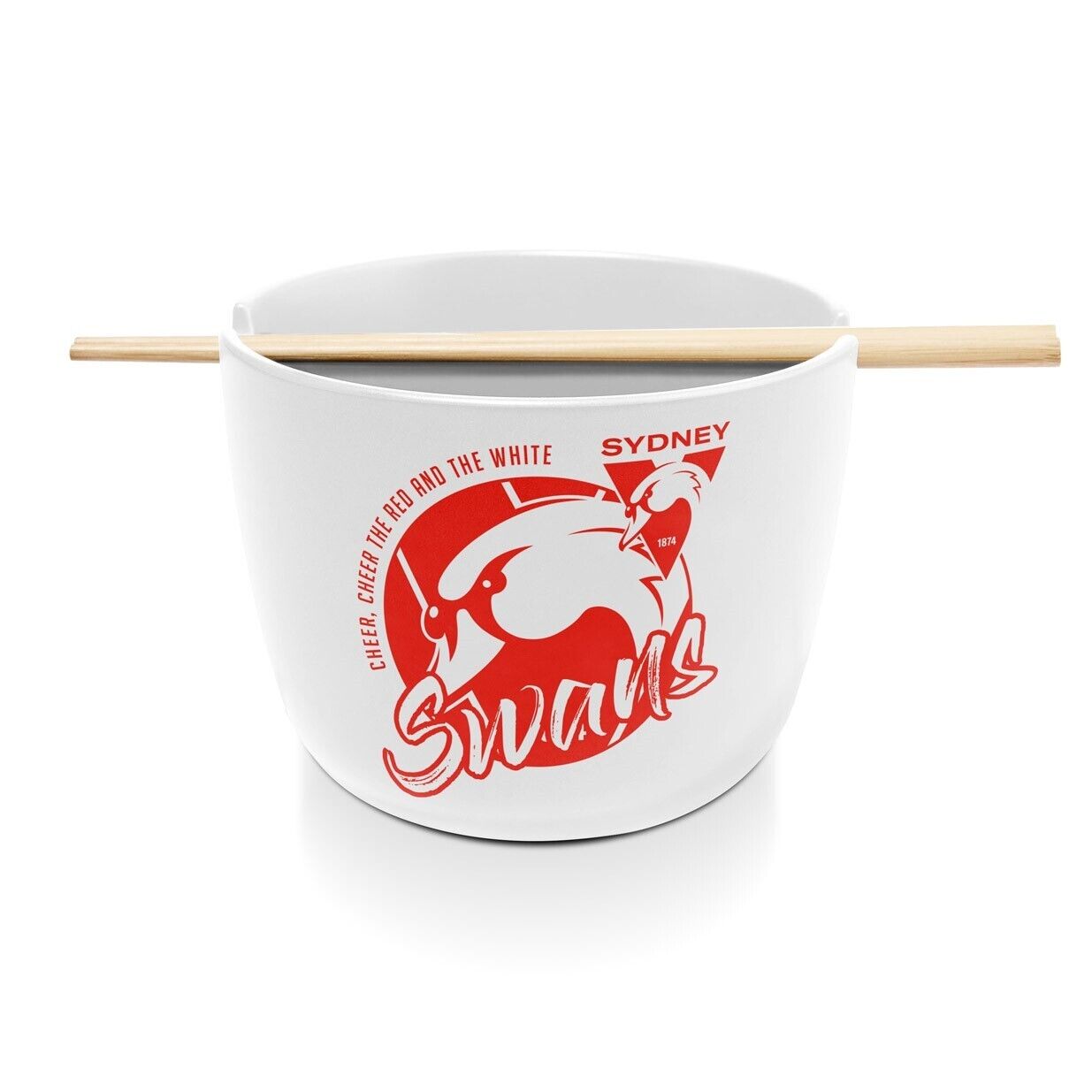 AFL Noodle Bowl with Chopsticks - Sydney Swans - Ceramic - 490ml Capacity