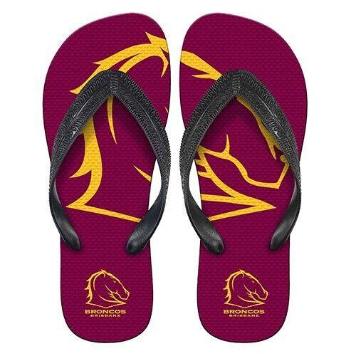 NRL Supporter Thongs - Brisbane Broncos - Mens Size - Flip Flops - Shoe