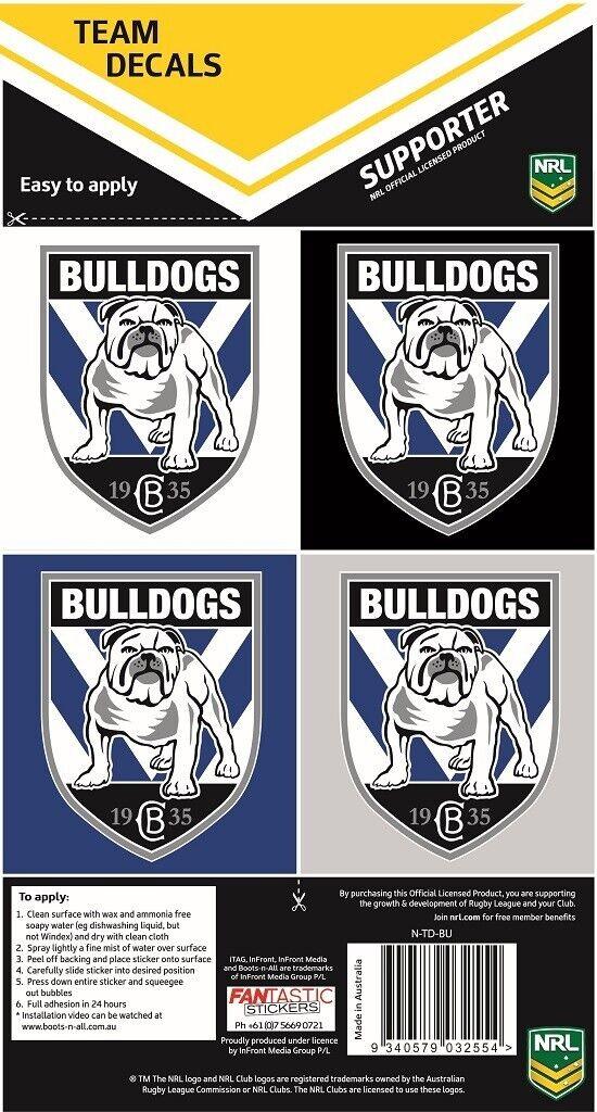 NRL Team Decal Sticker Set - Canterbury Bulldogs