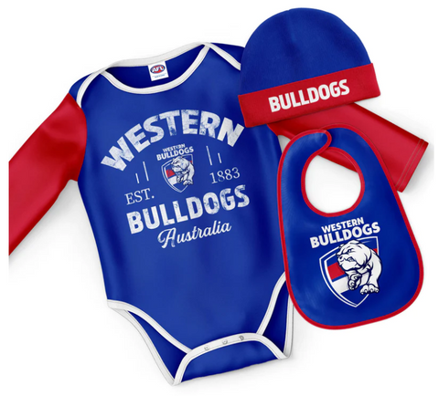AFL Three Piece 'Rover' Bodysuit Set - Western Bulldogs - Baby Infant