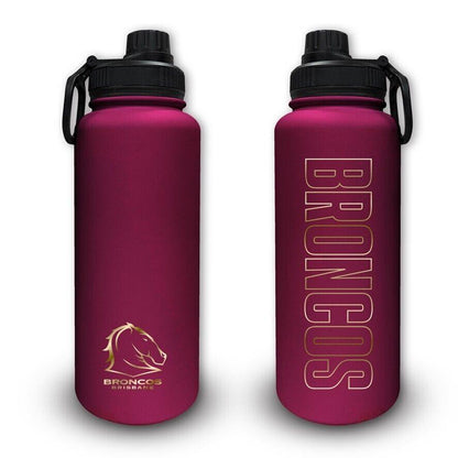 NRL Stainless Steel 960mL Drink Bottle - Brisbane Broncos - Double Walled