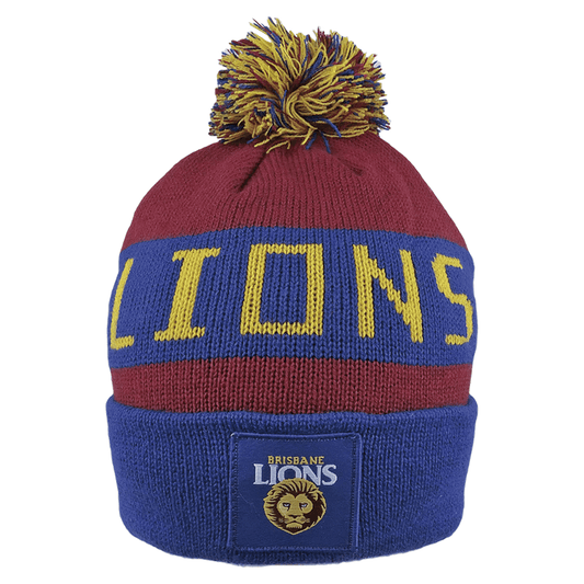 AFL Bar Beanie - Brisbane Lions - Winter Hat - Adult - OSFM