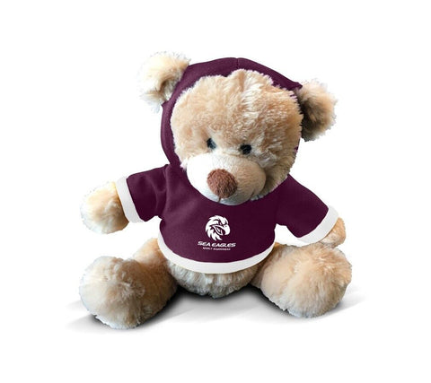 NRL Plush Teddy Bear With Hoodie Jumper - Manly Sea Eagles - 7 Inch Tall