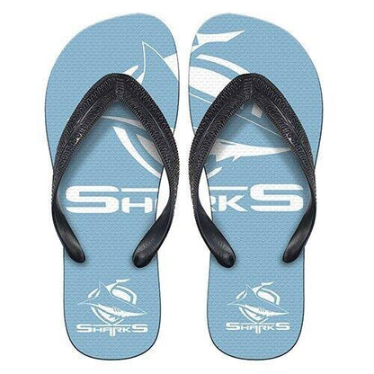 NRL Supporter Thongs - Cronulla Sharks - Mens Size - Flip Flops - Shoe