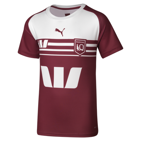 NRL 2024 Training Tee - Queensland Maroons - White - Youth - Kids - QLD
