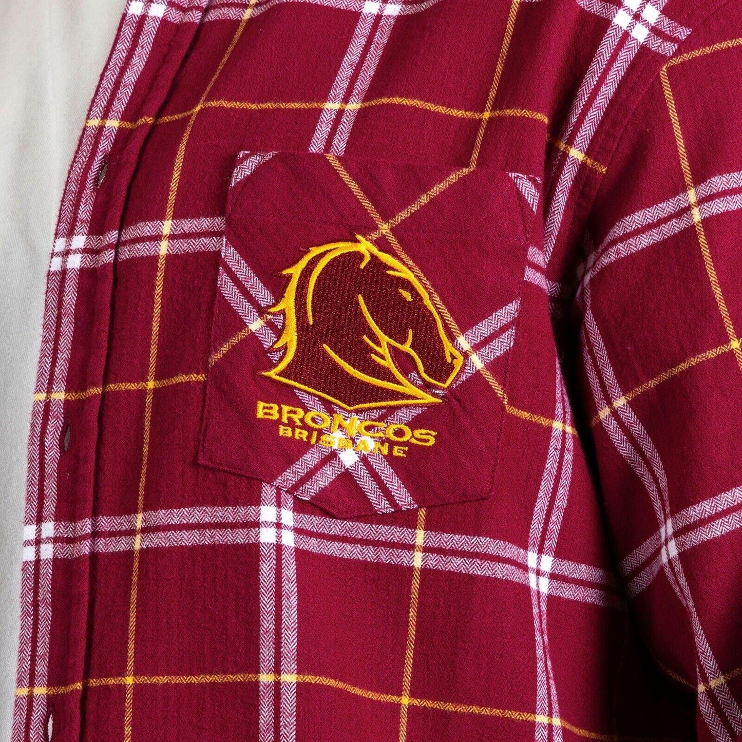 NRL 'Mustang' Flannel Polo - Brisbane Broncos - Flanno Shirt - QLD