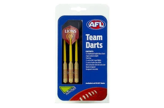 AFL Brisbane Lions - Set Of 3 With Carry Case - 24 Gram Dart - Brass