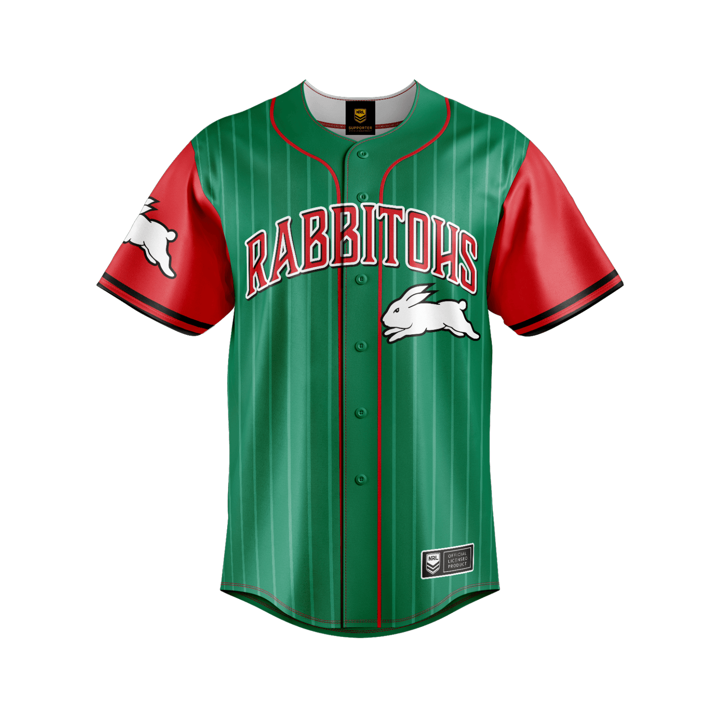 NRL 'Slugger' Baseball Shirt - South Sydney Rabbitohs - Tee