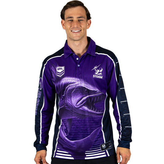 NRL 'Barracuda' Fishing Shirt - Melbourne Storm - Youth - Polo
