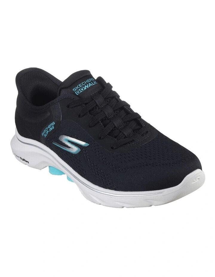 SKECHERS Go Walk 7 Slip In Shoe - Valin - Black/Aqua - Womens