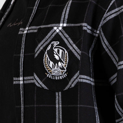 AFL 'Mustang' Flannel Polo - Collingwood Magpies - Flanno Shirt - Flannelette