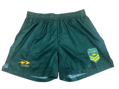 NRL 2024 Gym Shorts - Australian Kangaroos - Green - MENS - CLASSIC