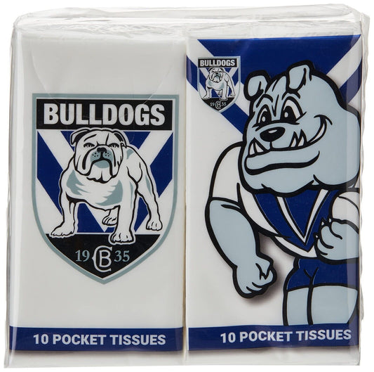 NRL Mascot Pocket Tissue - Canterbury Bulldogs - 4 Pack