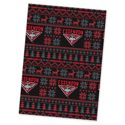 AFL Christmas Wrapping Paper - Essendon Bombers - XMAS - 49cm X 69cm