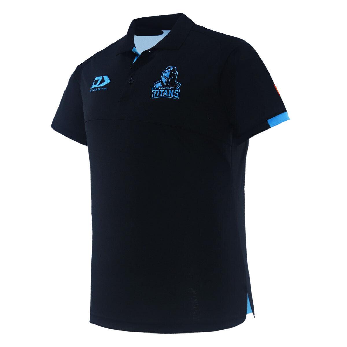 NRL 2024 Travel Polo - Gold Coast Titans - Black - Adult - Mens