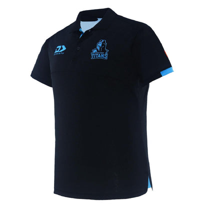 NRL 2024 Travel Polo - Gold Coast Titans - Black - Adult - Mens