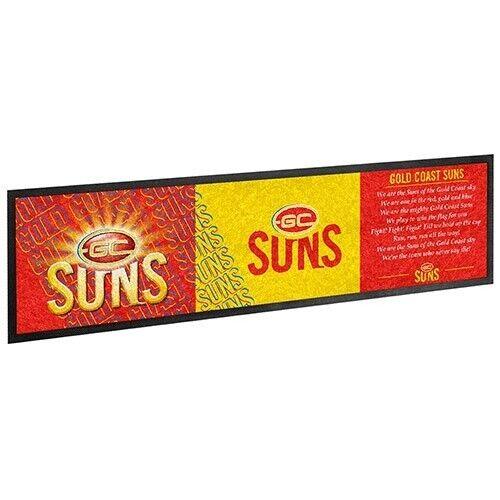 AFL Bar Runner - Gold Coast Suns - Bar Mat - Team Song - 25cm x 90cm