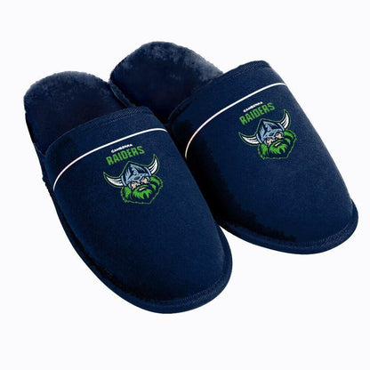 NRL Supporter Slippers - Canberra Raiders - Mens Size - Fluffy Winter Shoes