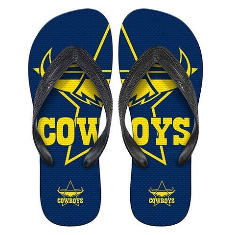 NRL Supporter Thongs - North Queensland Cowboys - Mens Size - Flip Flops - Shoe