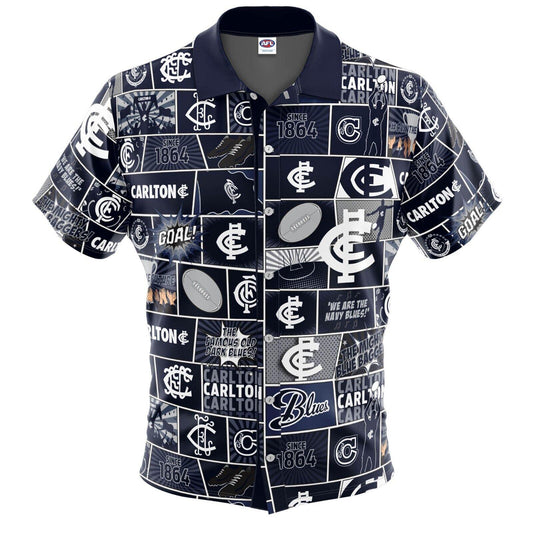 AFL Fanatics Button Up Polo Shirt - Carlton Blues - Aussie Rules