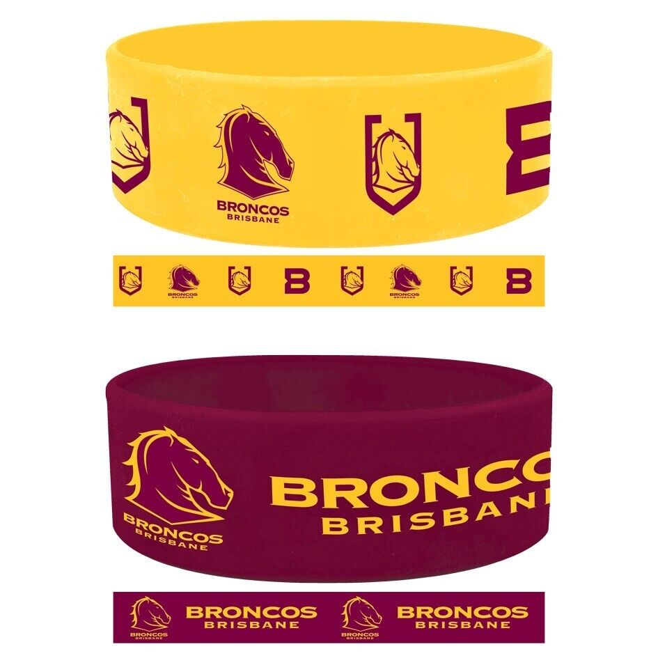 NRL Wrist Bands Set of 2 - Brisbane Broncos - Set of Two - Silicone Band