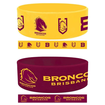 NRL Wrist Bands Set of 2 - Brisbane Broncos - Set of Two - Silicone Band