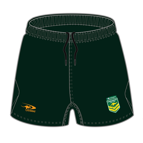 NRL 2024 Gym Shorts - Australian Kangaroos - Green - MENS - CLASSIC