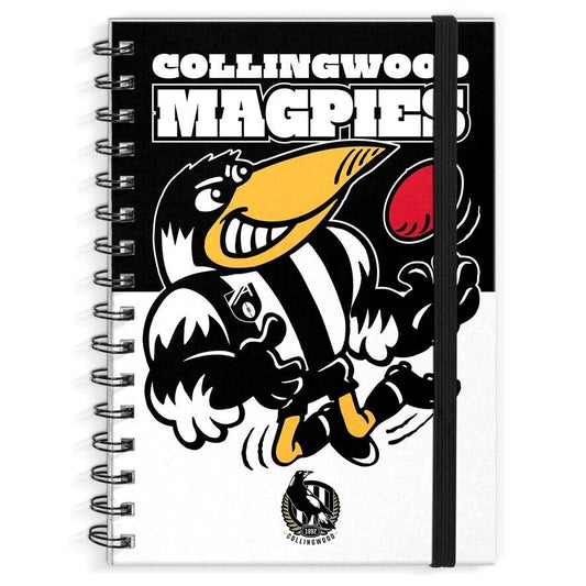 AFL A4 Hard Cover Notebook - Collingwood Magpies - 60 Page